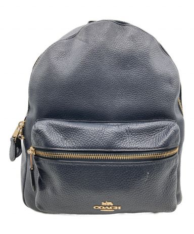 中古・古着通販】COACH (コーチ) レザーリュック ネイビー｜ブランド