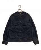 BLURHMSブラームス）の古着「COLLARLESS Denim Jacket」｜ブラック