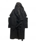 B Yohji Yamamotoビーヨウジヤマモト）の古着「ベルテッドデザインフーデッドコート」｜ブラック
