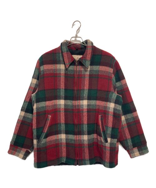 WOOLRICH（ウールリッチ）WOOLRICH (ウールリッチ) ボアウールジャケット レッド×グリーン サイズ:Lの古着・服飾アイテム