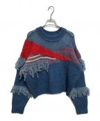 MAISON SPECIALメゾンスペシャル）の古着「Mix Yarn Fringe Knit」｜ブルー×レッド