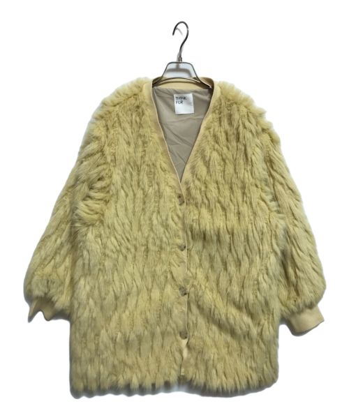 THINK FUR（シンクファー）THINK FUR (シンクファー) Fur×Knit Medium Cardigan ベージュ サイズ:Freeの古着・服飾アイテム