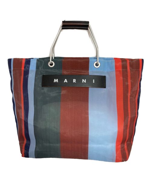 MARNI（マルニ）MARNI (マルニ) マーケットストライプバッグ ブラウン×ブルーの古着・服飾アイテム