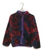 HUFハフ）の古着「SATIVA FLORAL FULL-ZIP SHERPA JACKET」｜レッド×ネイビー