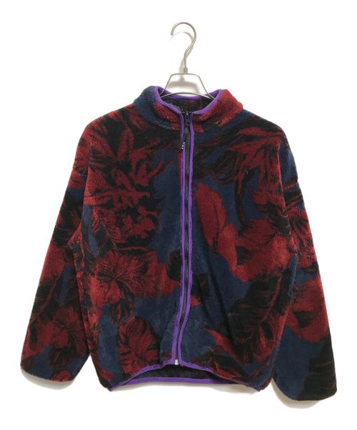 HUF（ハフ）HUF (ハフ) SATIVA FLORAL FULL-ZIP SHERPA JACKET レッド×ネイビー サイズ:Sの古着・服飾アイテム