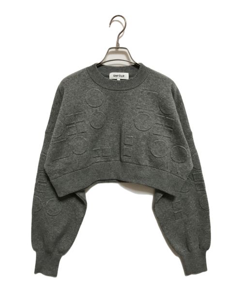 ENFOLD（エンフォルド）ENFOLD (エンフォルド) O EMBOSS CROPPED PULLOVER グレー サイズ:SIZE 38の古着・服飾アイテム