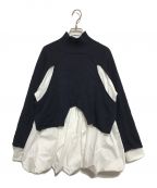 ENFOLDエンフォルド）の古着「NouvelleFine LayeredBalloon PULLOVER」｜ネイビー×ホワイト