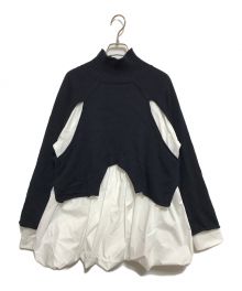 ENFOLD（エンフォルド）の古着「NouvelleFine LayeredBalloon PULLOVER」｜ネイビー×ホワイト