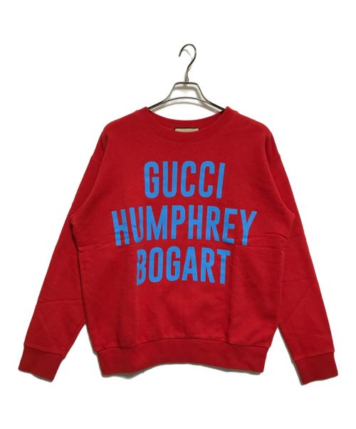 GUCCI（グッチ）GUCCI (グッチ) Humphrey Bogart Print Rundhals-Sweatshirt レッド サイズ:XSの古着・服飾アイテム