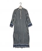 SZ Blockprints×Ron Hermanエスゼットブロックプリント×ロンハーマン）の古着「別注 Isle Frock Thick Stripe Dress」｜ホワイト×ブルー