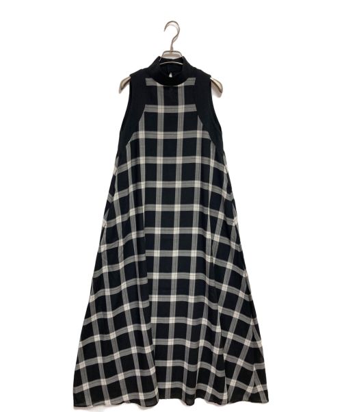 Louren（ローレン）Louren (ローレン) stand collar check dress ブラック×ホワイト サイズ:S 未使用品の古着・服飾アイテム