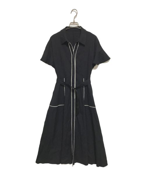 ANAYI（アナイ）ANAYI (アナイ) リネンストレッチバイカラーワンピース ネイビー サイズ:SIZE 38の古着・服飾アイテム