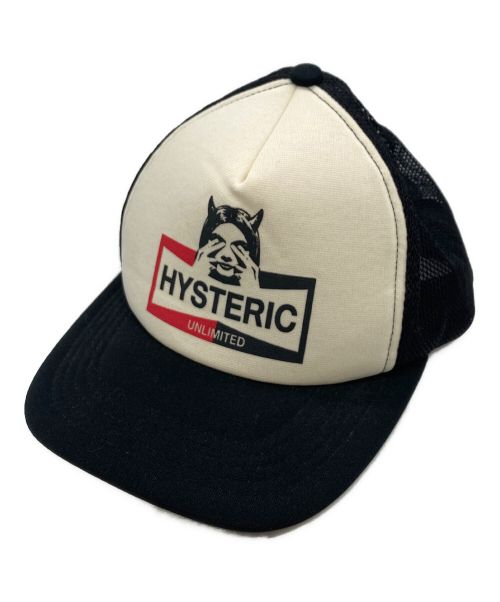 Hysteric Glamour（ヒステリックグラマー）Hysteric Glamour (ヒステリックグラマー) メッシュキャップ ブラック×ベージュ サイズ:FREEの古着・服飾アイテム