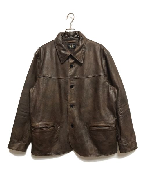 RRL（ダブルアールエル）RRL (ダブルアールエル) Leather Car Coat ブラウン サイズ:XXLの古着・服飾アイテム