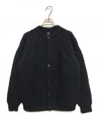 BATONERバトナ―）の古着「SPREAD ARAN CREW NECK CARDIGAN」｜ブラック