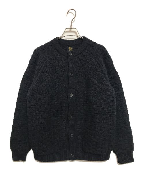 BATONER（バトナ―）BATONER (バトナ―) SPREAD ARAN CREW NECK CARDIGAN ブラック サイズ:SIZE 2の古着・服飾アイテム