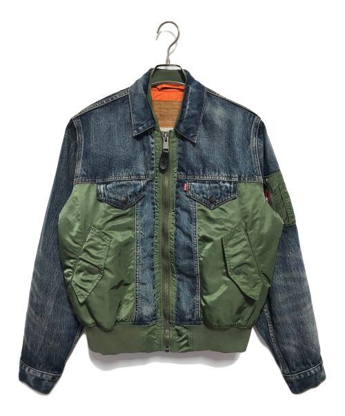 LEVI'S（リーバイス）LEVI'S (リーバイス) MA-1 ハイブリッドトラッカージャケット インディゴ×グリーン サイズ:Ｍの古着・服飾アイテム