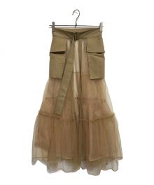 MAISON SPECIAL（メゾンスペシャル）の古着「Tulle Tiered Belt Skirt」｜ベージュ