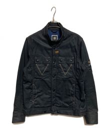 G-STAR RAW（ジースターロゥ）の古着「立体裁断コーティングデニムバイカージャケット」｜ネイビー