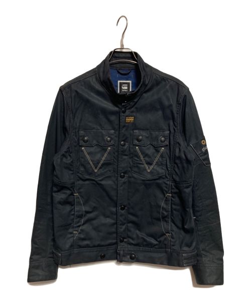 G-STAR RAW（ジースターロゥ）G-STAR RAW (ジースターロゥ) 立体裁断コーティングデニムバイカージャケット ネイビー サイズ:XLの古着・服飾アイテム