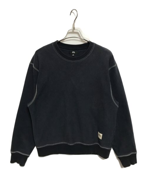 stussy（ステューシー）stussy (ステューシー) Contrast Stitch Label crew sweat ネイビー サイズ:Mの古着・服飾アイテム