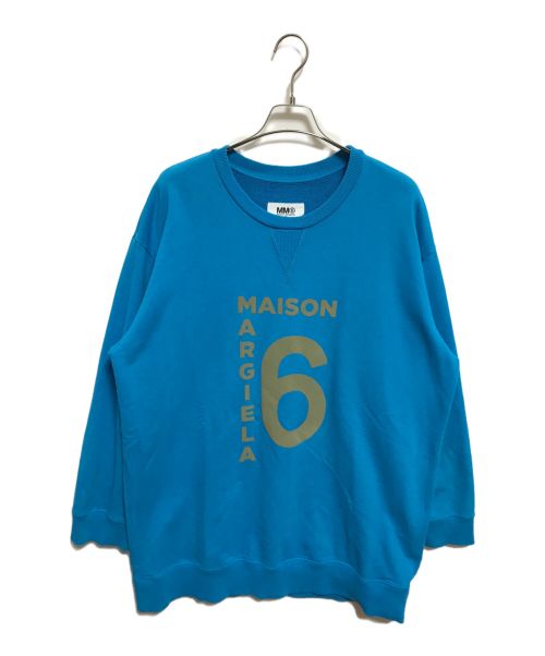 MM6 Maison Margiela（エムエムシックス メゾンマルジェラ）MM6 Maison Margiela (エムエムシックス メゾンマルジェラ) プリントスウェット ブルー サイズ:Sの古着・服飾アイテム