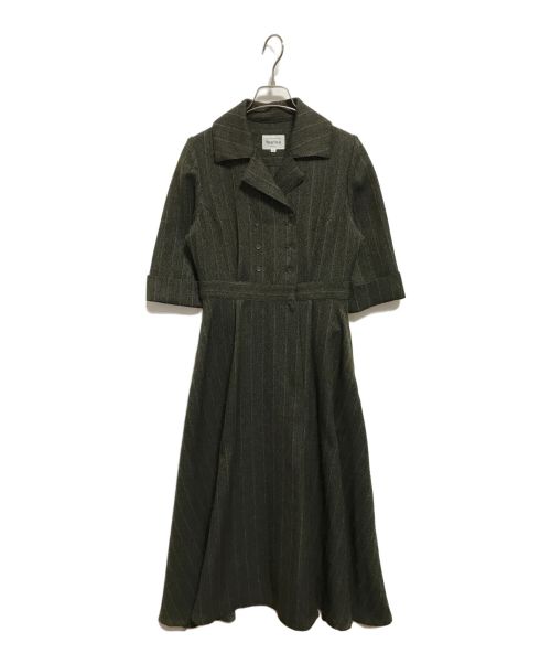 foufou（フーフー）foufou (フーフー) open collar herringbone one piece オレンジ×グリーン サイズ:1の古着・服飾アイテム