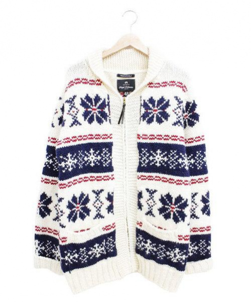 中古 古着通販 Nigel Cabourn ナイジェルケーボン スノウフレークカーディガン ネイビー アイボリー サイズ 48 Snow Flake Cardigan ブランド 古着通販 トレファク公式 Trefac Fashion