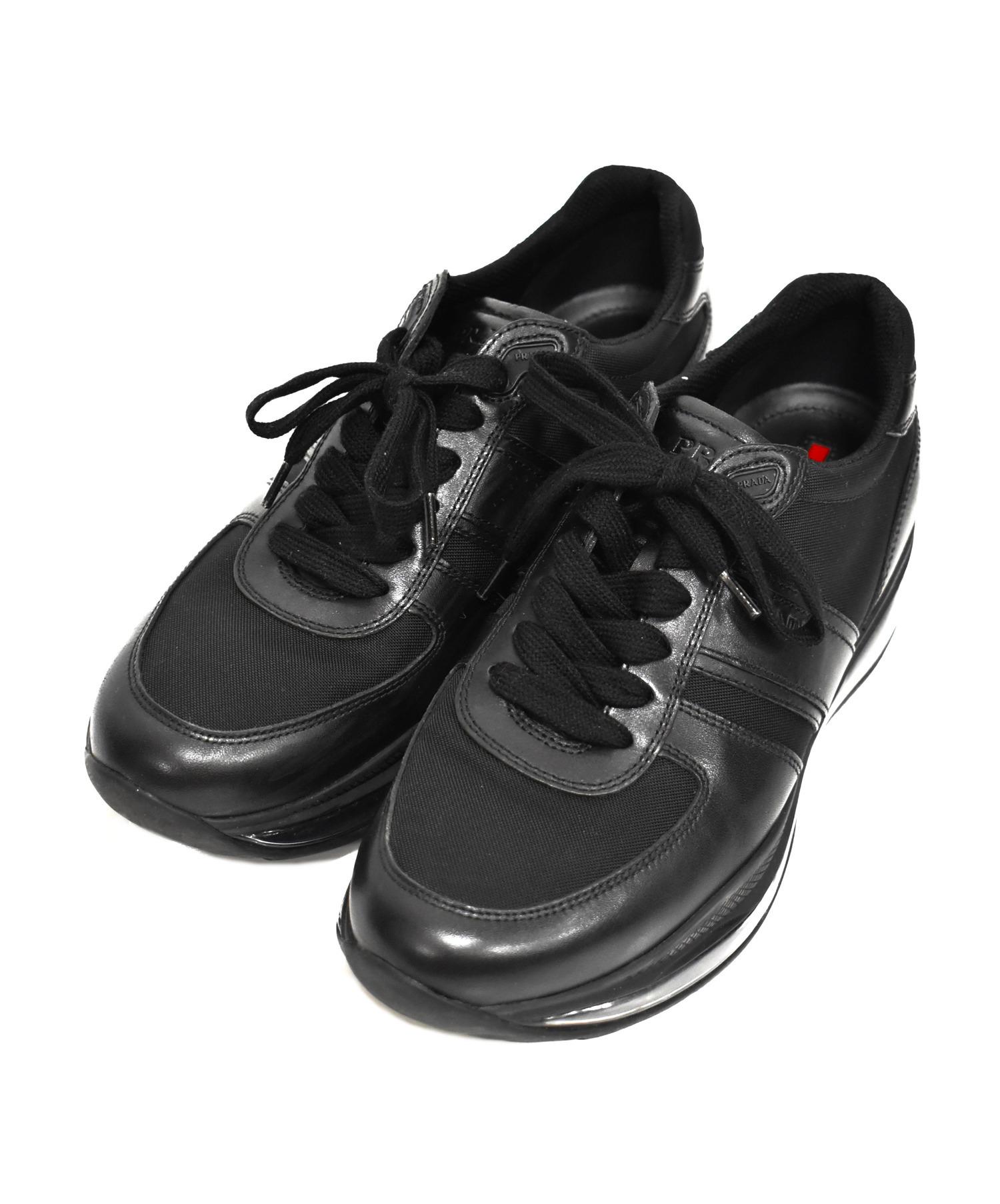 中古 古着通販 Prada Sports プラダスポーツ ブラックエアソールレザースニーカー サイズ 7 Black Air Sole 4e 2858 ブランド 古着通販 トレファク公式 Trefac Fashion