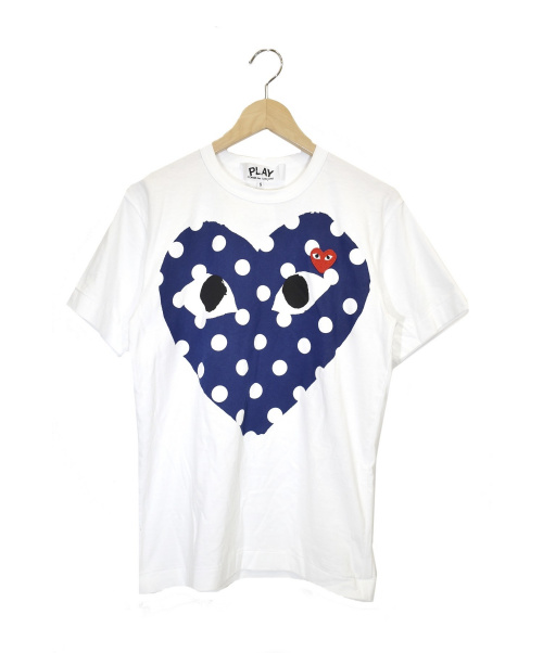 中古 古着通販 Play Comme Des Garcons プレイコムデギャルソン ハートロゴtシャツ ホワイト ネイビー サイズ S 未使用品 ブランド 古着通販 トレファク公式 Trefac Fashion