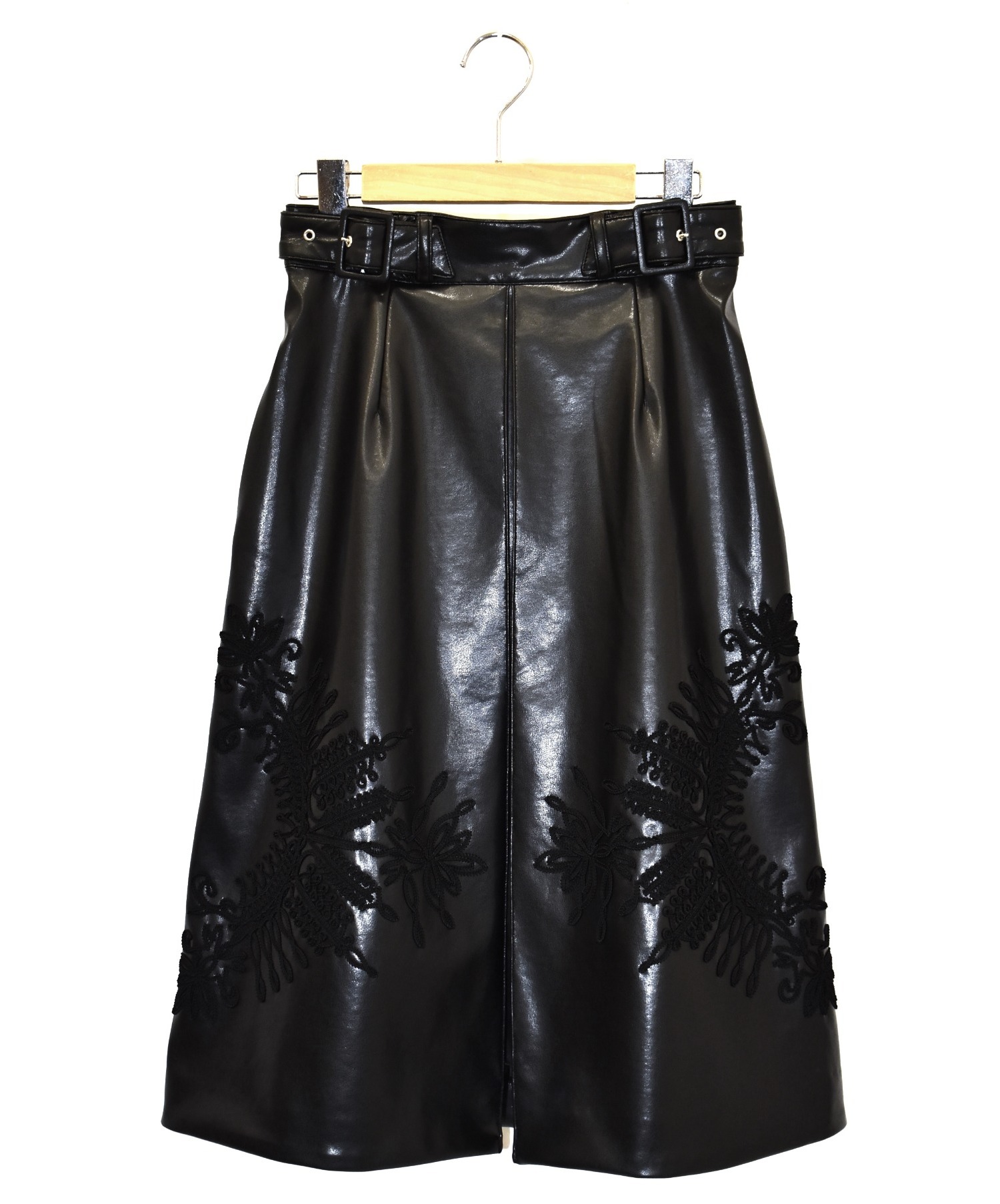 セール！ carven レザースカート 黒 38 - ミニスカート