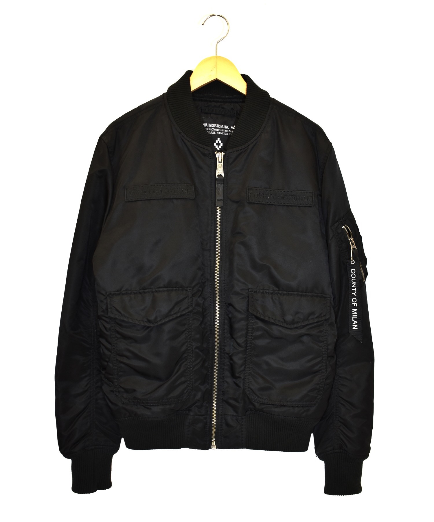 中古 古着通販 Marcelo Burlon Alpha マルセロバーロン アルファ フーデッドフライトジャケット ブラック サイズ S Cmea031f フード欠品 ブランド 古着通販 トレファク公式 Trefac Fashion