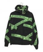 studio sevenスタジオ セブン）の古着「Full Green Caution Hoodie」｜ブラック