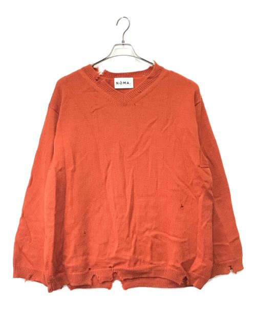 NOMA t.d.（ノーマティーディー）NOMA t.d. (ノーマティーディー) WISM (ウィズム) 別注 DAMEGE V NECK KNIT オレンジ サイズ:Lの古着・服飾アイテム