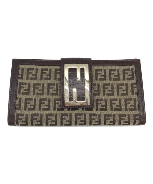 FENDI（フェンディ）FENDI (フェンディ) ズッカ柄Wホックロングウォレット ブラウン サイズ:下記参照の古着・服飾アイテム