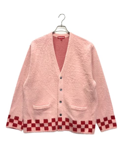 SUPREME（シュプリーム）Supreme (シュプリーム) Brushed Checkerboard Cardigan ピンク サイズ:Lの古着・服飾アイテム