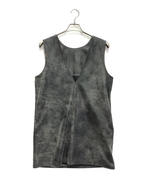 Ameri（アメリ）AMERI (アメリ) CRUSHED LEATHER SLEEVELESS TOP グレー サイズ:Fの古着・服飾アイテム