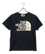 GUCCI×THE NORTH FACEグッチ×ザ ノース フェイス）の古着「ダブルネームロゴプリントTシャツ」｜ブラック
