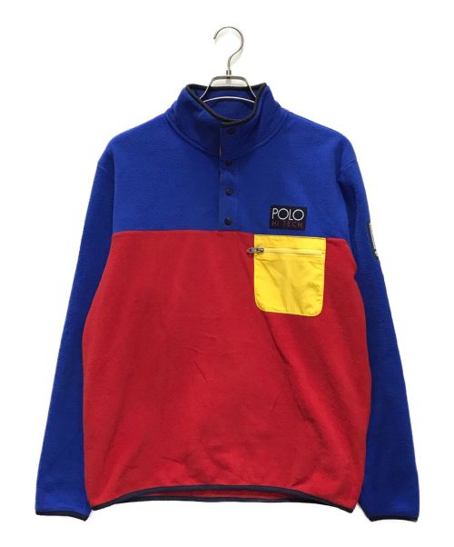 POLO RALPH LAUREN（ポロ・ラルフローレン）POLO RALPH LAUREN (ポロ・ラルフローレン) HI TECH COLOR-BLOCKED PULLOVER FLEECE ブルー×レッド サイズ:Mの古着・服飾アイテム