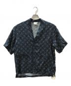 KITHキス）の古着「Silk Geometric Stitch Gi Shirt」｜ネイビー