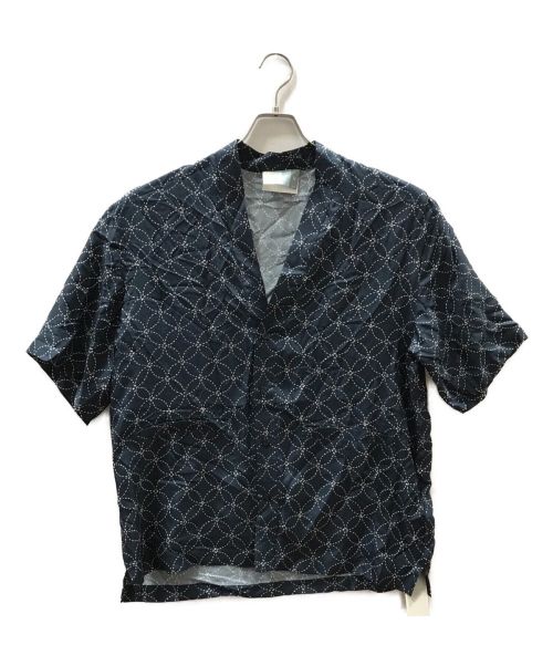 KITH（キス）KITH (キス) Silk Geometric Stitch Gi Shirt ネイビー サイズ:XLの古着・服飾アイテム