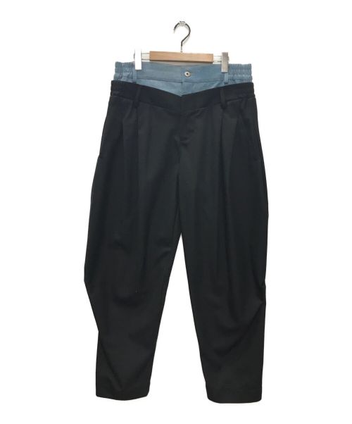 FenG CHen WANG（フェンチェンワン）FENG CHEN WANG (フェンチェンワン) DoubleWaistTrousers ブラック×ブルー サイズ:Lの古着・服飾アイテム