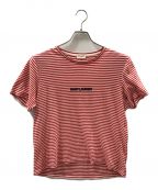 Saint Laurent Parisサンローランパリ）の古着「Stripe Archive Logo Tee」｜レッド