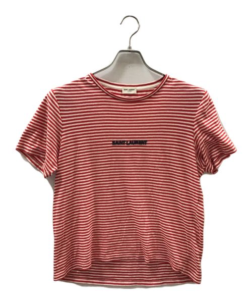 Saint Laurent Paris（サンローランパリ）Saint Laurent Paris (サンローランパリ) Stripe Archive Logo Tee レッド サイズ:XSの古着・服飾アイテム