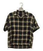 MINEDENIMマインデニム）の古着「Cuprawool Ombre Check S/S Open Collar SH」｜ブラウン