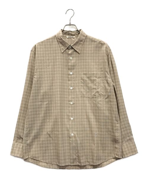 AURALEE（オーラリー）AURALEE (オーラリー) SUPER LIGHT WOOL CHECK SHIRTS ブラウン サイズ:3の古着・服飾アイテム