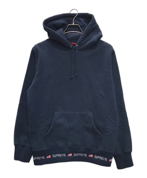 SUPREME（シュプリーム）Supreme (シュプリーム) Logo Rib Hooded Sweatshirt ネイビー サイズ:Mの古着・服飾アイテム