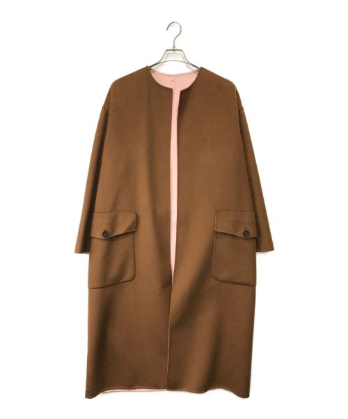 Max Mara Studio（マックスマーラ ストゥディオ）MAX MARA STUDIO (マックスマーラ ストゥディオ) ノーカラーコート ブラウン サイズ:40の古着・服飾アイテム