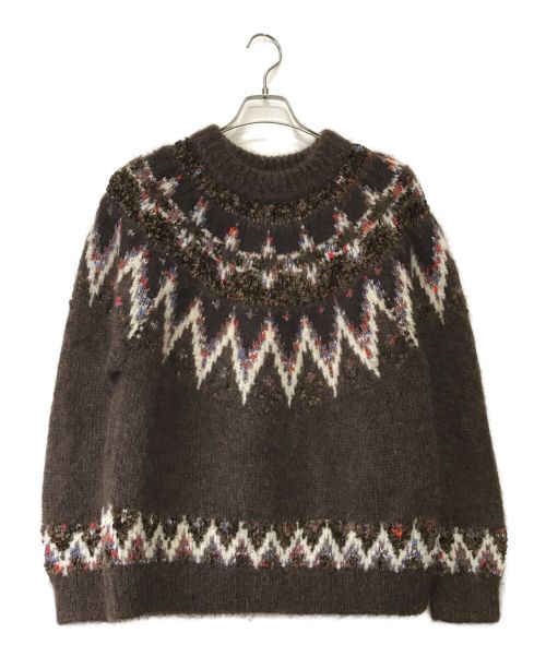 Coohem（コーヘン）Coohem (コーヘン) MOHAIR NORDIC SWEATER ブラウン サイズ:Mの古着・服飾アイテム