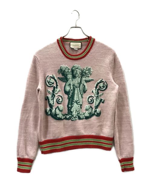 GUCCI（グッチ）GUCCI (グッチ) AU PETIT POINT KNIT ピンク サイズ:Lの古着・服飾アイテム